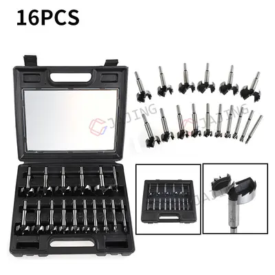 16-Piece Flat Wing Drill Bit Set, Imperial Sizes for Wood Drilling and Door Lock Hinges - 7