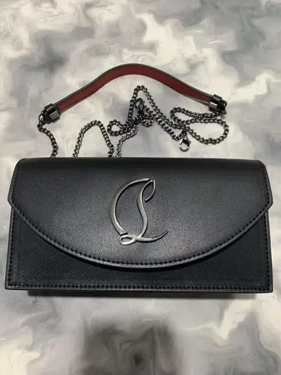 Genuine Leather Underarm Shoulder Bag with Small Square Chain - 10