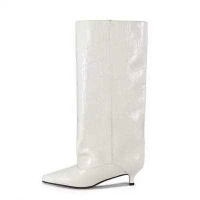 Women's Knee-High Boots, Wide Shaft, Kitten Heel, Sizes 35-45 - 12