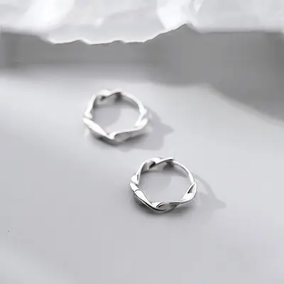 S999 Sterling Silver Möbius Hoop Earrings, Summer Collection - 2