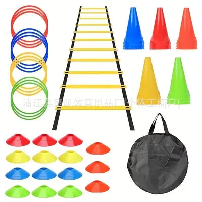 Agility ladder set with football training equipment, obstacle discs and jump rope - 10