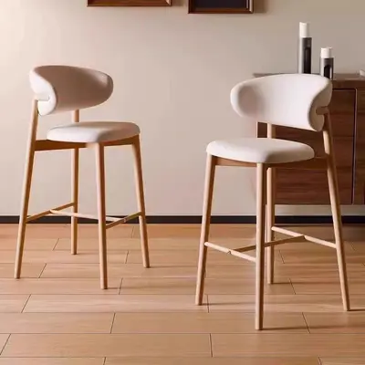 Modern Nordic Bar Stool with Backrest, High Legs Design - 3