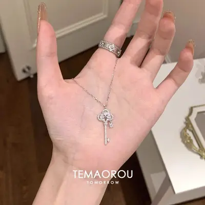 Taç anahtarlı gümüş kolye, titanyum çelik - 2