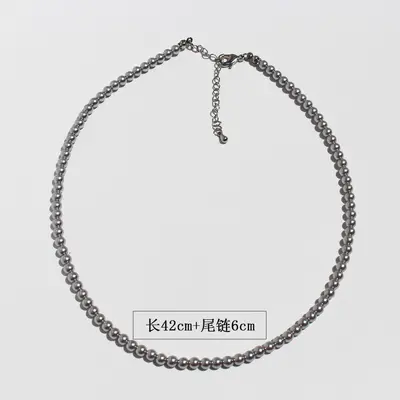 Silver-Grey Pearl Necklace, Bracelet and Earring Set - 7