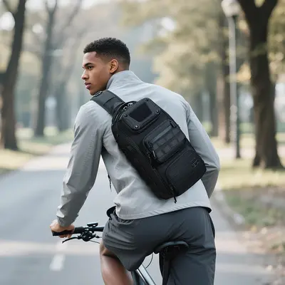 OZUKO Functional Chest Bag Crossbody Bag Expandable Multi-pocket Adjustable Shoulder Strap Men's Outdoor Cycling Single Shoulder Bag