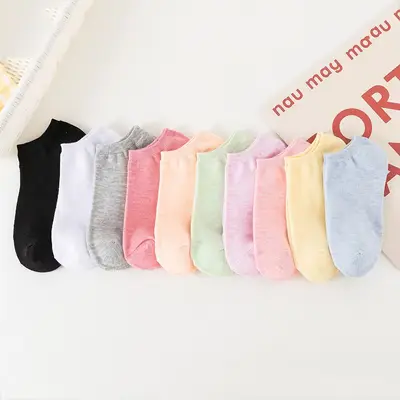 Solid color cotton socks for women, candy color plain women's socks, invisible neckline short socks, invisible socks, skin tone socks, Zhuji socks wholesale.