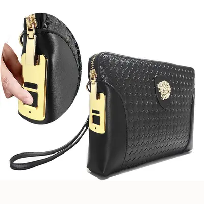 Men's Handbag with Fingerprint Lock, Anti-Theft Woven Design, Large Capacity - 7