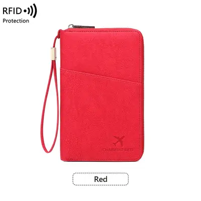 Sınır ötesi yeni RFID anti-manyetik pasaport çantası uzun fermuarlı pasaport tutucu çok fonksiyonlu seyahat bileti depolama belge çantası - 13