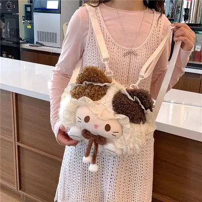 2026 Frühjahrskollektion modischer minimalistischer Trend-Freizeitrucksack mit cartoon-Plüsch süßem Rucksack für Damen