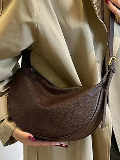 Winter Dumpling Bag Women's Soft Leather Single Shoulder Crossbody Bag - 3