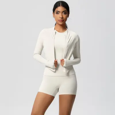 Yoga Three-Piece Set, Nude-Feel Brushed Fabric, Solid Color - 11