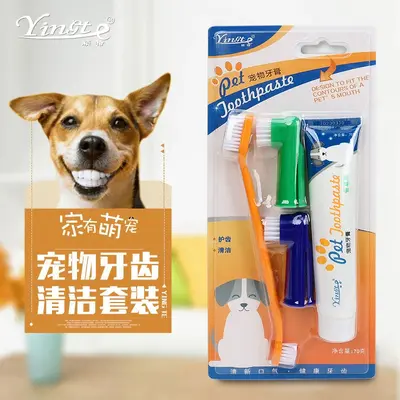 Pet single-use finger toothbrush and toothpaste set for dogs and cats