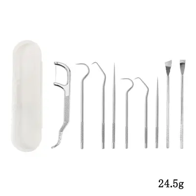 Stainless steel toothpick and interdental hook set, portable teeth cleaner - 13