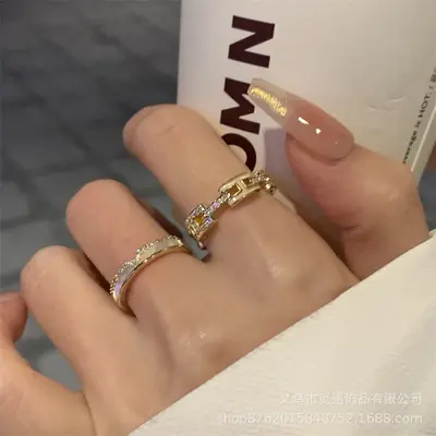 字母H戒指珐琅轻奢高级感开口2025新款爆款小众设计独特小指环女 - 2