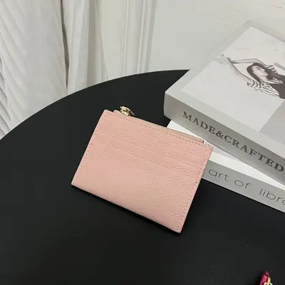 Genuine Leather Women's Card Holder, Cowhide, 2-in-1 Zip Coin Purse - 9