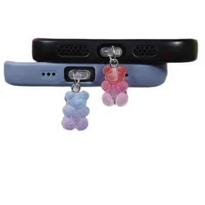 Mobile Phone Dust Plug Gradient Color Teddy Bear Mobile Phone Dust Plug ABS Material Compatible/Type-C Interface - Run - 5
