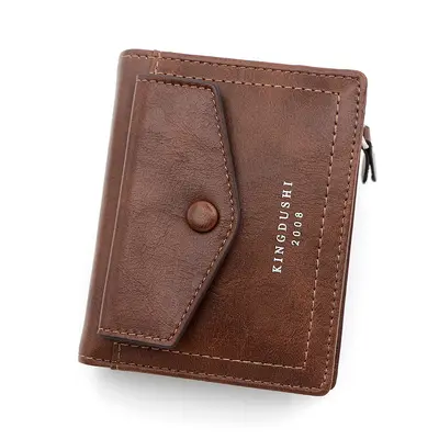 Korean-Style Men's Vertical Short Wallet with Zipper Key Holder and Coin Pocket - 7