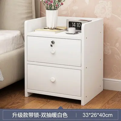 Minimalist Bedside Cabinet with Lock and Mini Drawers - 10