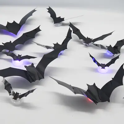 3D Halloween LED Night Light with Bat and Spider Wall Sticker - 6