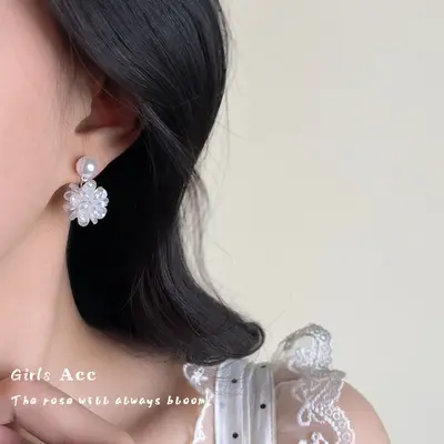 Perlen-Blüten-Ohrringe Vintage-Design extravagantem Brautschmuck