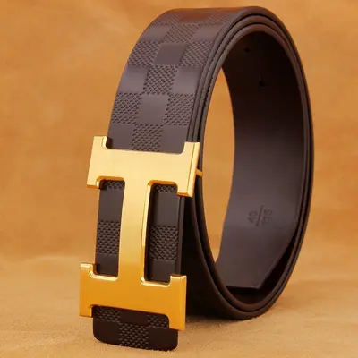 Bestseller Herrenledergürtel echtes Leder H-Buchstaben Schnallenschloss lässiger modischer Trend Vollnarbenleder Lochgürtel Hochwertiges Gefühl - 4