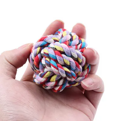 Multicolor Woven Cotton Rope Pet Toy, Chew-Resistant, Small 55g - 5
