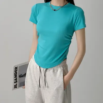 Damen Rundhals-T-Shirt Kurzarm, Slim Fit, Sommer - 9
