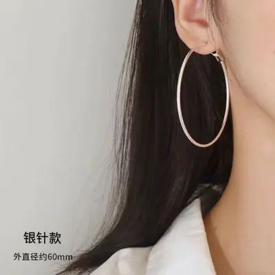 2026新款爆款圈圈耳环女轻奢高级感素圈耳扣耳饰品夸张大耳圈耳钉 - 10