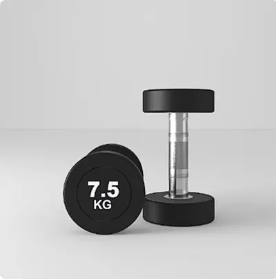 Fixed dumbbell set, rubber coated, round head, pure steel - 8