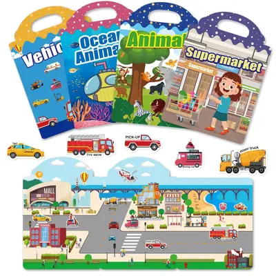 Yeniden Yapıştırılabilir Çocuk Çıkartma Kitabı, Hayvan ve Dinozor