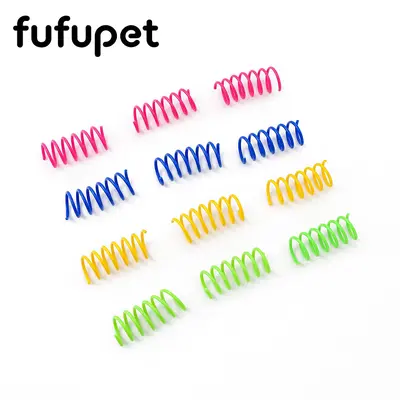 Farbiges Federspiral-Katzenspielzeug 4er-Set, bissfest - 3