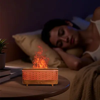 120 ML Mini Flame Effect Aroma Diffuser Humidifier with Seven-Color Light - 9