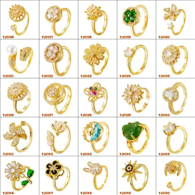Adjustable Open Copper Rings with Butterfly, Star and Heart Designs