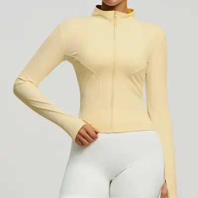 Yoga jacket, slim fit, stand collar, sports training - 7