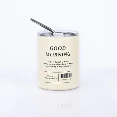 Stainless steel frosted American coffee cup, latte vacuum car cup, double-wall tumbler with straw, office thermos cup - 7