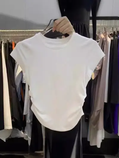 Trend Sleek Slimming Short Sleeve White Women's T-Shirt American Style Unique Gray Top Versatile Black Basic T-Shirt