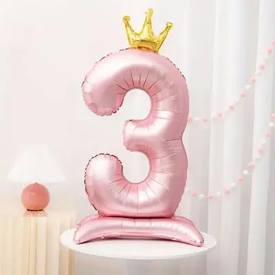 32 inch Rose Gold Crown Number Foil Balloon for Birthday Parties - 9