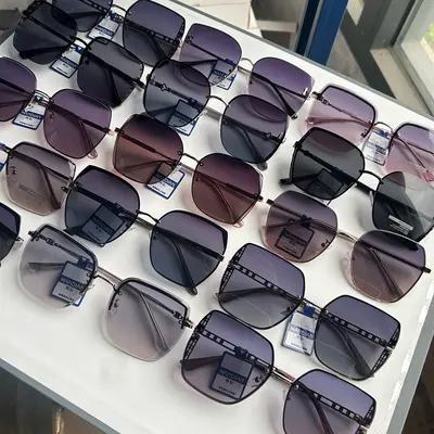 2026 Metal Nylon Polarized Sunglasses for Women - UV Protection, Anti-Glare, Face-Slimming Large Frame Fashion Design