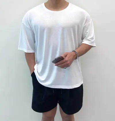 Herren-T-Shirt aus Baumwolle, große Größe, locker geschnitten, kurzarm