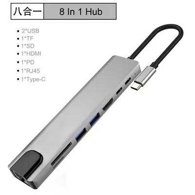 8-in-1 Type-C USB Docking Station with Ethernet Port - 9