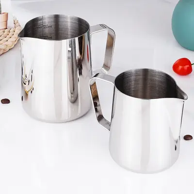 Stainless Steel Latte Art Milk Frothing Pitcher with Graduated Scale and Spout
