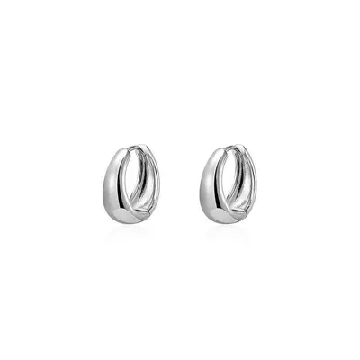 S999 sterling silver round earrings simple bright style - 5