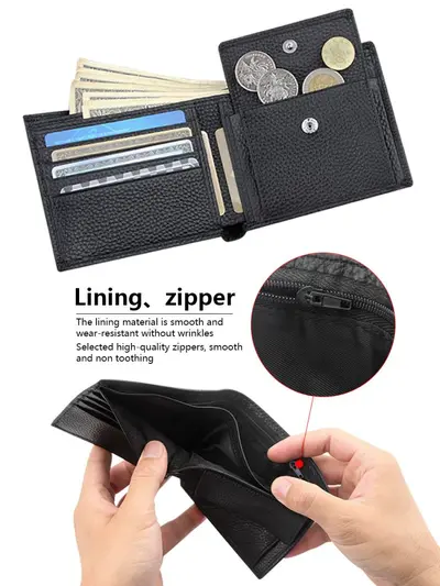 Genuine Leather RFID-Blocking Men's Coin Wallet with Card Slots - 6