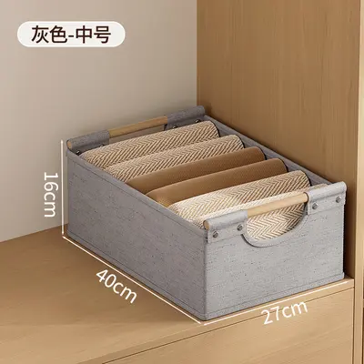 Faltbare Stoff-Aufbewahrungsbox mit Holzgriff für Kleidung - 10