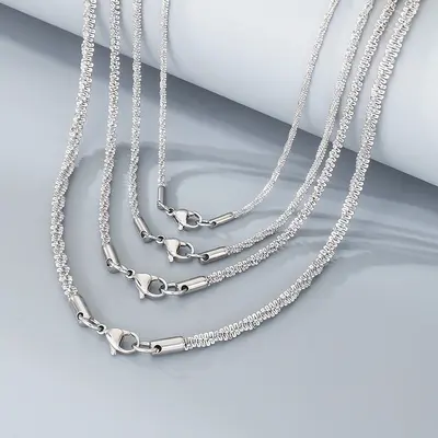 Titanyum Çelik Burgu Zincir Kolye Paslanmaz Çelik Mısır Zincir Unisex