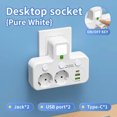 跨境欧规一转多款式开关USB-C插座带usb智能插座排插拖线板TypeC - 7