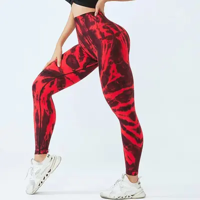 跨境扎染无缝瑜伽裤高腰提臀健身裤训练运动长裤女yoga leggings - 12