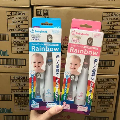 日本babysmile宝宝笑脸婴儿电动软毛牙刷智能LED发光牙刷带替换头