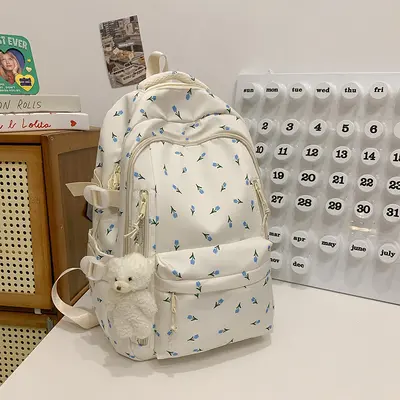 Women's Floral Backpack, Large Capacity, for Middle and Primary School Students - 11