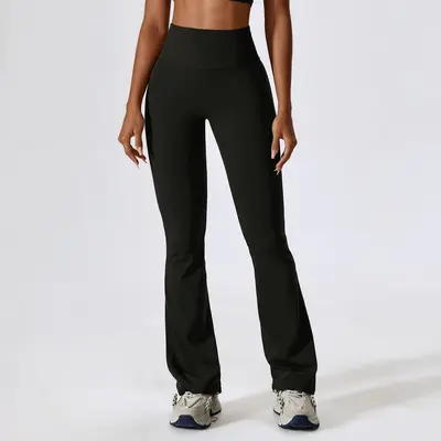 Weite Yoga-Schlaghose mit hoher Taille und Po-Effekt - 8